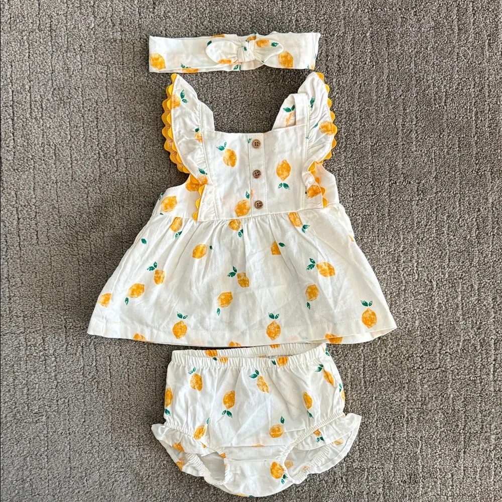 Carter's White and Yellow Lemon Diaper Cover Set